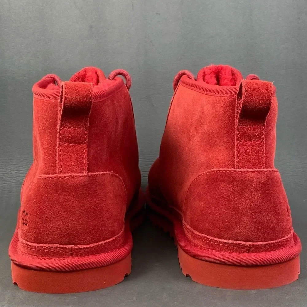 UGG Neumel Men Samba Red Suede Lace-up Wool Sockliner Chukka Boots shoes size